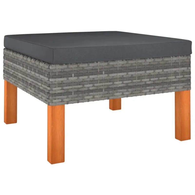 Modulaire tuinbank met PE-rattan en massief eucalyptushout frame - Grijs / 1 / Voetensteun - Modulaire tuinbanken