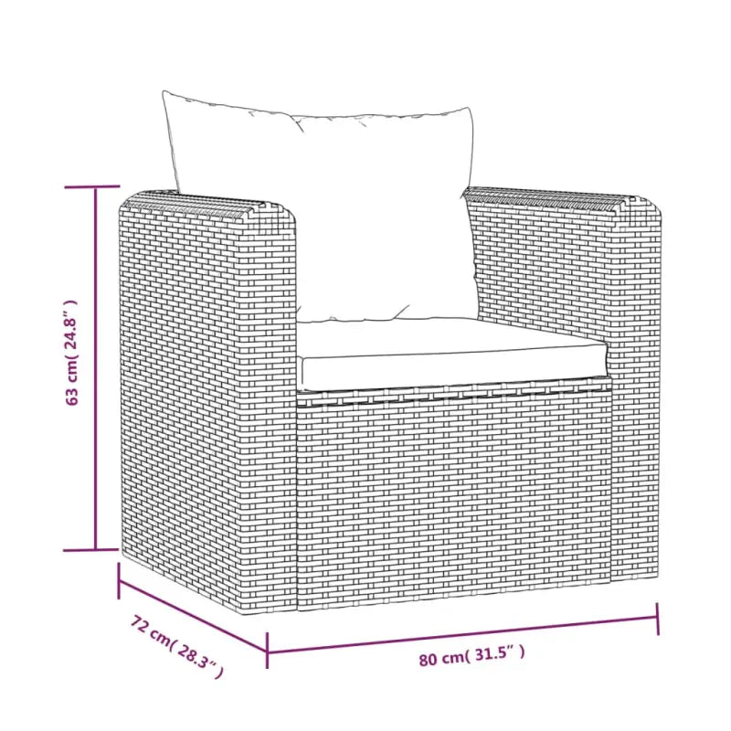 Modulaire tuinbank met poly rattan en gepoedercoat stalen frame - Modulaire tuinbanken