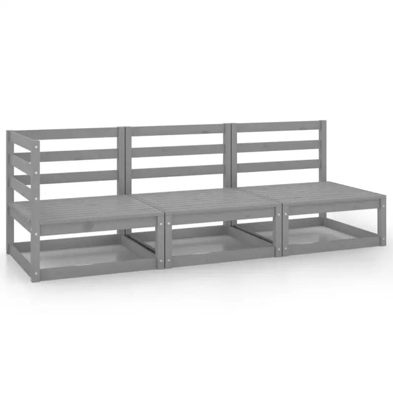 Modulaire tuinbank met voetenbank van massief grenenhout - Grijs / 1 / hoek + 2x midden - Modulaire tuinbanken