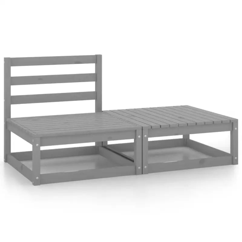 Modulaire tuinbank met voetenbank van massief grenenhout - Grijs / 1 / midden + voetensteun - Modulaire tuinbanken