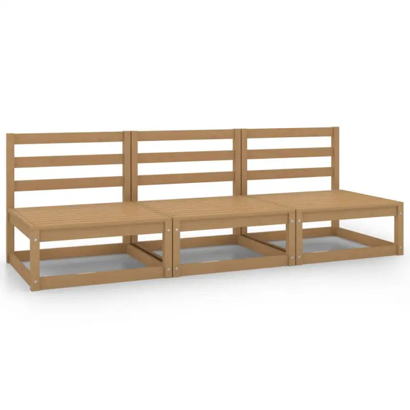 Modulaire tuinbank met voetenbank van massief grenenhout - Honingbruin / 1 / Middenbank (3 st) - Modulaire tuinbanken