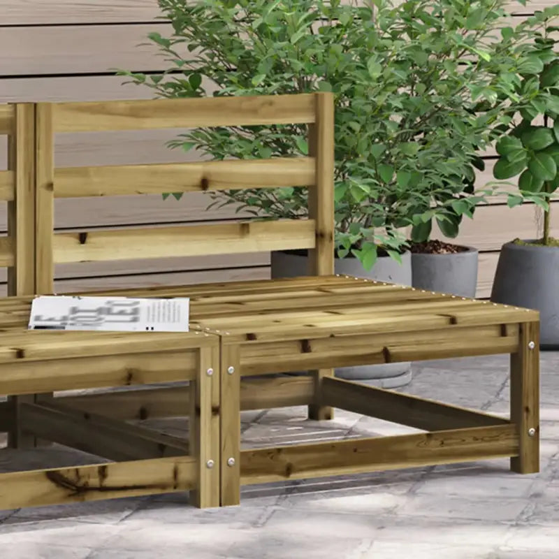 Modulaire tuinbank met voetenbank van massief grenenhout - Naturel geïmpregneerd / 1 / Middenbank - Modulaire tuinbanken