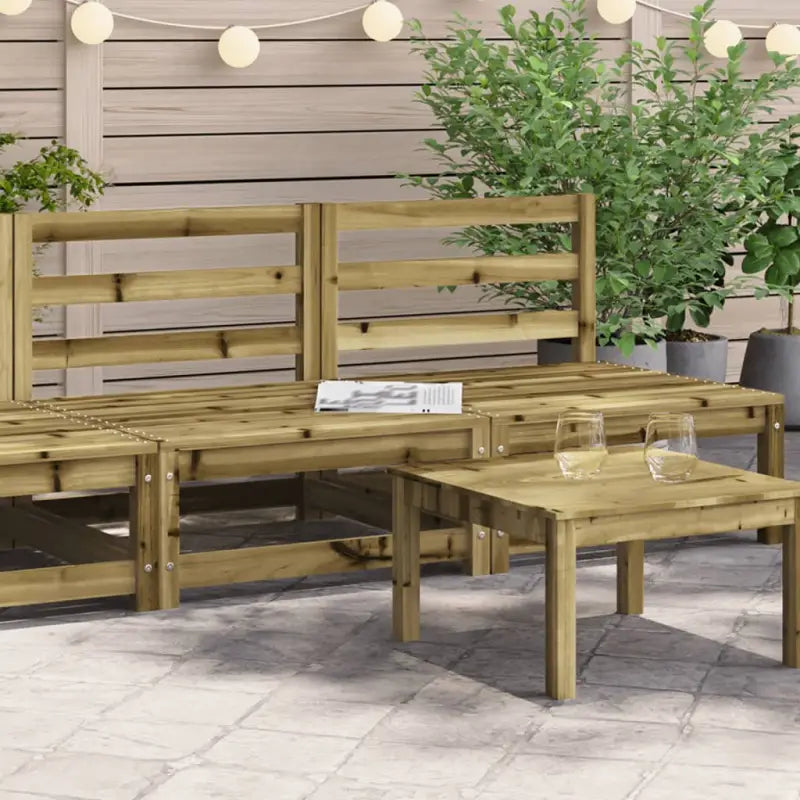 Modulaire tuinbank met voetenbank van massief grenenhout - Naturel geïmpregneerd / 1 / Middenbank (2 st) - Modulaire