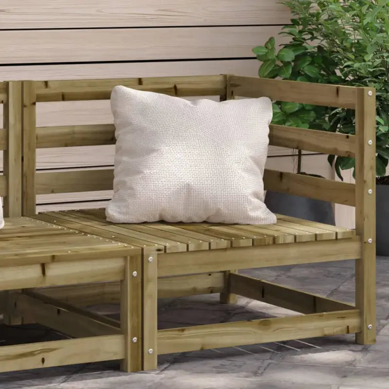 Modulaire tuinbank met voetenbank van massief grenenhout - Naturel geïmpregneerd / 1 / Hoekbank - Modulaire tuinbanken