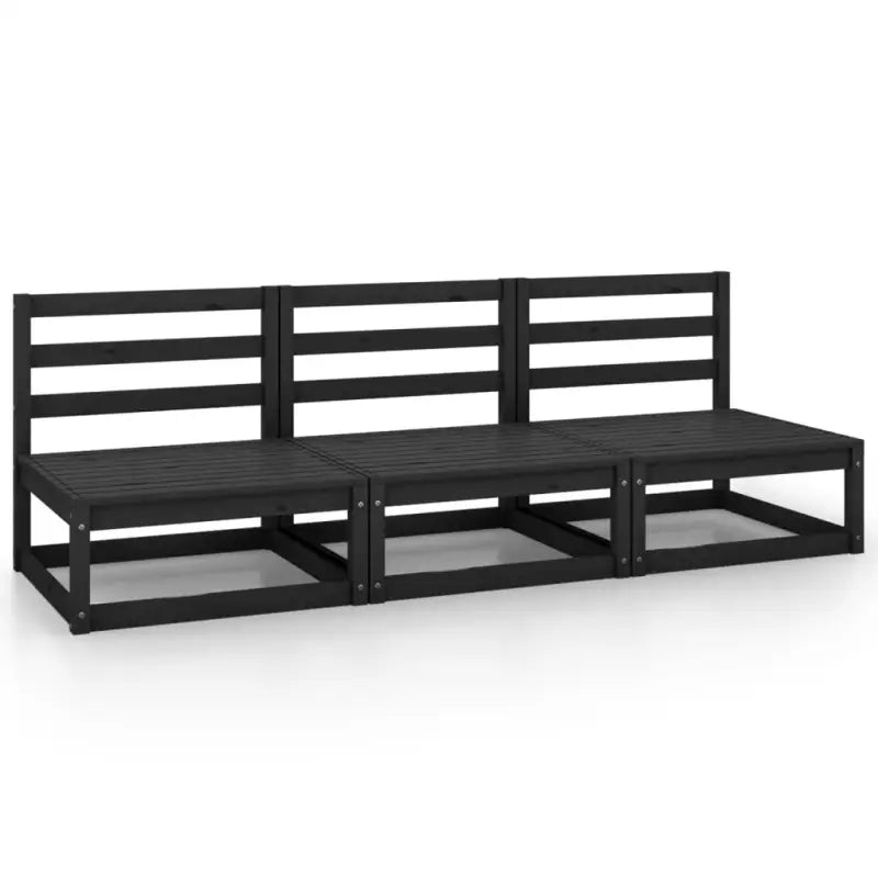 Modulaire tuinbank met voetenbank van massief grenenhout - Zwart / 1 / Middenbank (3 st) - Modulaire tuinbanken
