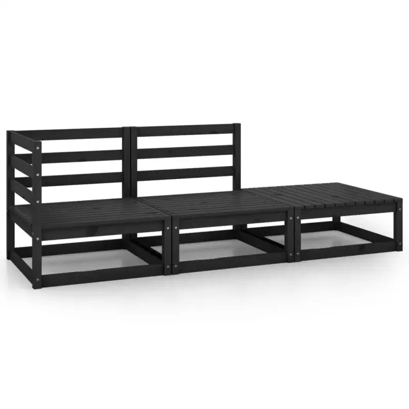 Modulaire tuinbank met voetenbank van massief grenenhout - Zwart / 1 / hoek + midden + voetensteun - Modulaire