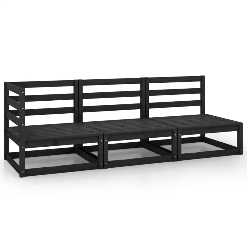 Modulaire tuinbank met voetenbank van massief grenenhout - Zwart / 1 / hoek + 2x midden - Modulaire tuinbanken