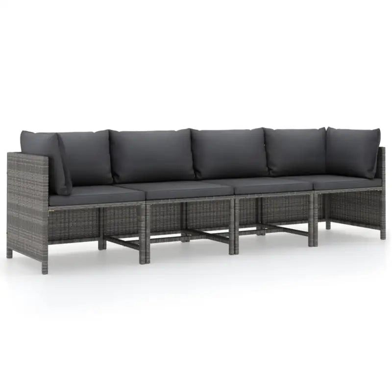 Modulaire tuinbank met waterbestendige PE-rattan tafel - Grijs / 1 / Vierzitsbank - Modulaire tuinbanken