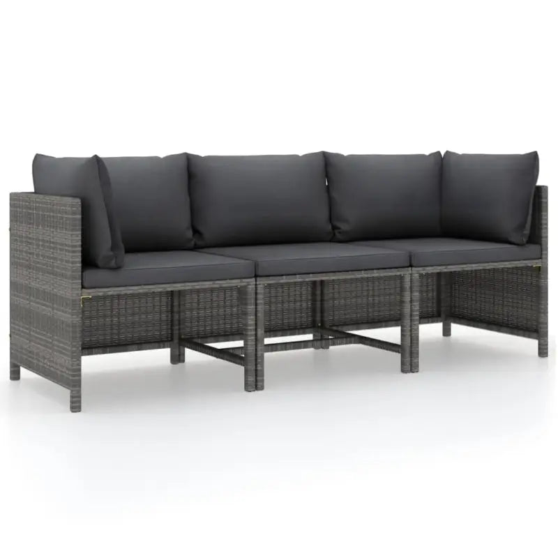 Modulaire tuinbank met waterbestendige PE-rattan tafel - Grijs / 1 / Driezitsbank - Modulaire tuinbanken