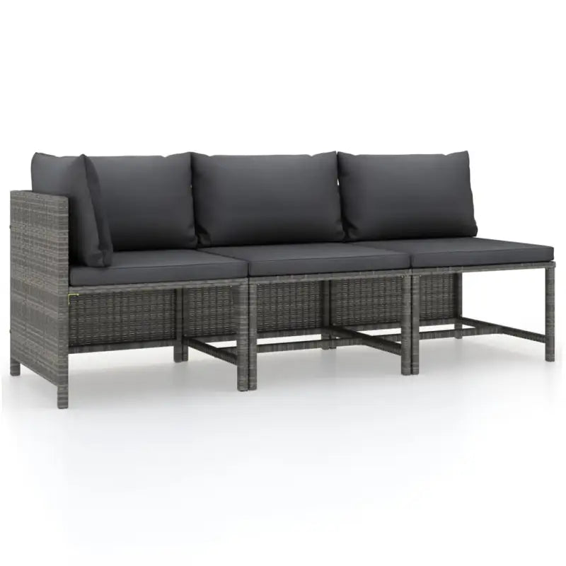 Modulaire tuinbank met waterbestendige PE-rattan tafel - Grijs / 1 / hoek + 2x midden - Modulaire tuinbanken