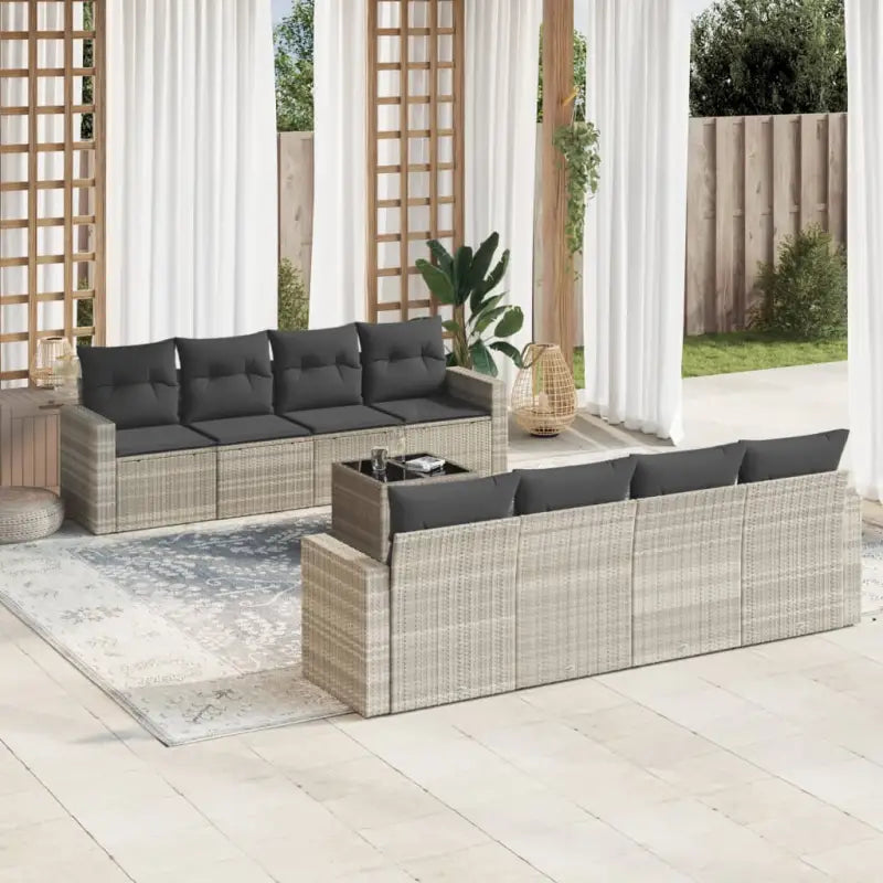 Modulaire tuinbank met waterdichte tas en zwart gepoedercoat staal - Lichtgrijs / 9 - Modulaire tuinbanken
