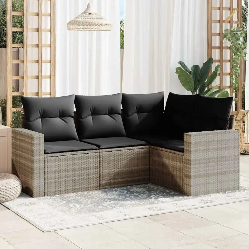 Modulaire tuinbank met waterdichte tas en zwart gepoedercoat staal - Lichtgrijs / 1 / Zonder tafel - Modulaire
