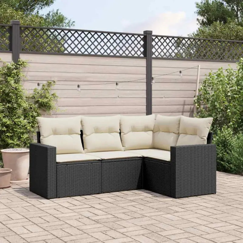 Modulaire tuinbank met waterdichte tas en zwart gepoedercoat staal - Zwart en crème / 1 / Zonder tafel - Modulaire