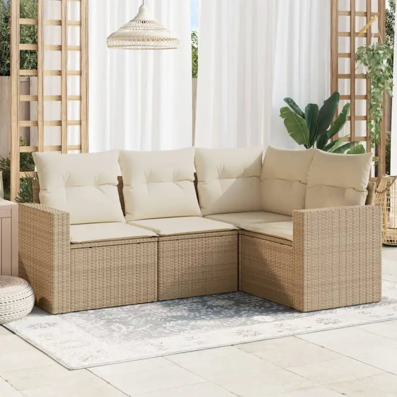 Modulaire tuinbank met waterdichte tas en zwart gepoedercoat staal - beige en crèmekleurig / 1 / Zonder tafel