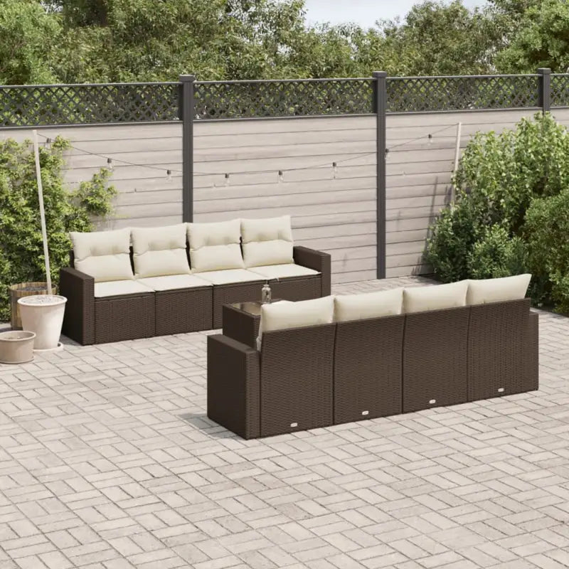 Modulaire tuinbank met waterdichte tas en zwart gepoedercoat staal - Bruin en crème / 9 - Modulaire tuinbanken