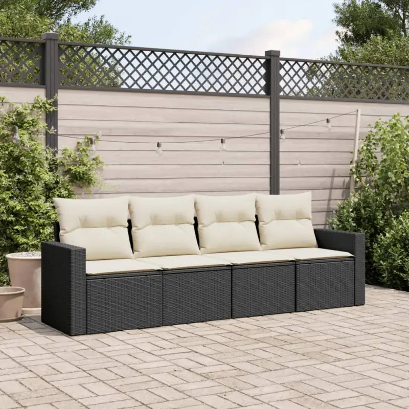 Modulaire tuinbank met zwart materiaal en gepoedercoat staal afmetingen - Zwart en crème / 1 / Zonder tafel - Modulaire