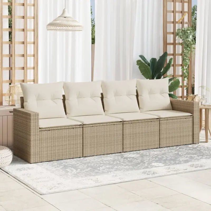 Modulaire tuinbank met zwart materiaal en gepoedercoat staal afmetingen - beige en crèmekleurig / 1 / Zonder tafel