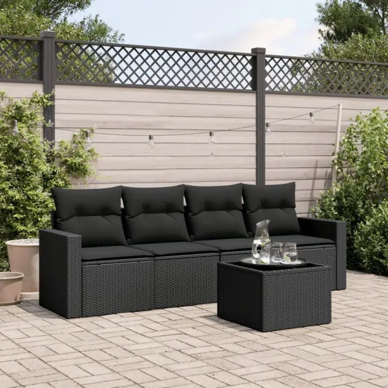 Modulaire tuinbank met zwart materiaal en gepoedercoat staal afmetingen - Zwart / 1 / Met tafel - Modulaire tuinbanken
