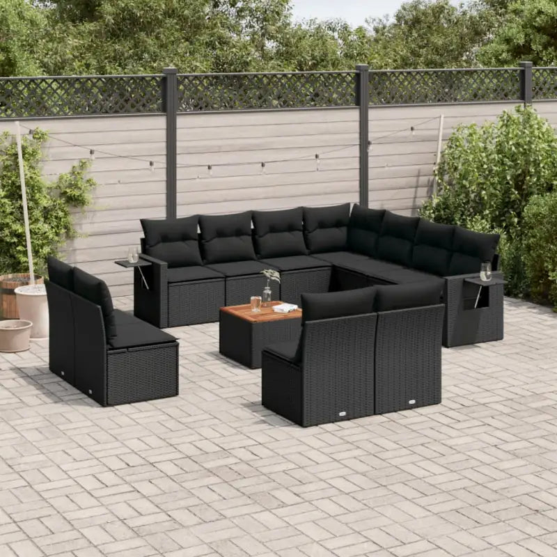 Modulaire tuinbank set in zwart materiaal en gepoedercoat staal - Zwart / 1 - Modulaire tuinbanken