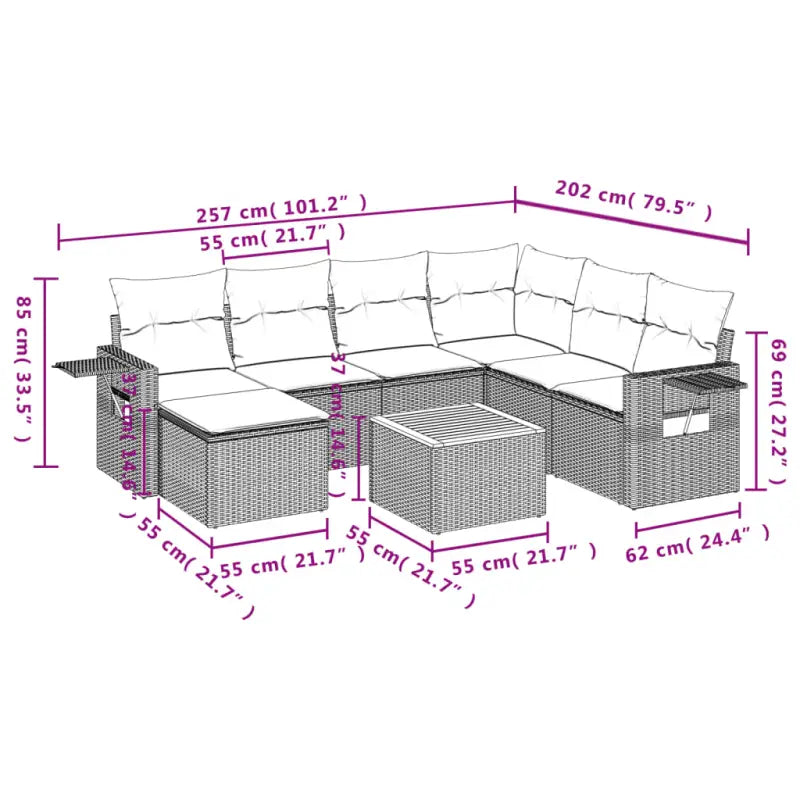Modulaire tuinbank set met gepoedercoat staal en zwart materiaal - Modulaire tuinbanken