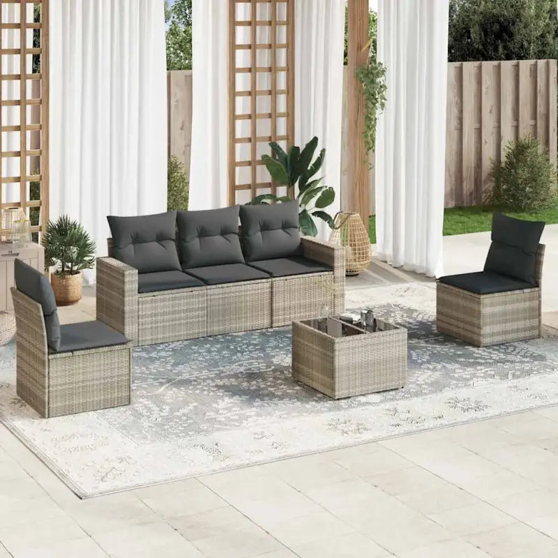 Modulaire tuinbank set met zwart gepoedercoat staal en waterdichte tas - Lichtgrijs / 1 / Met tafel - Modulaire