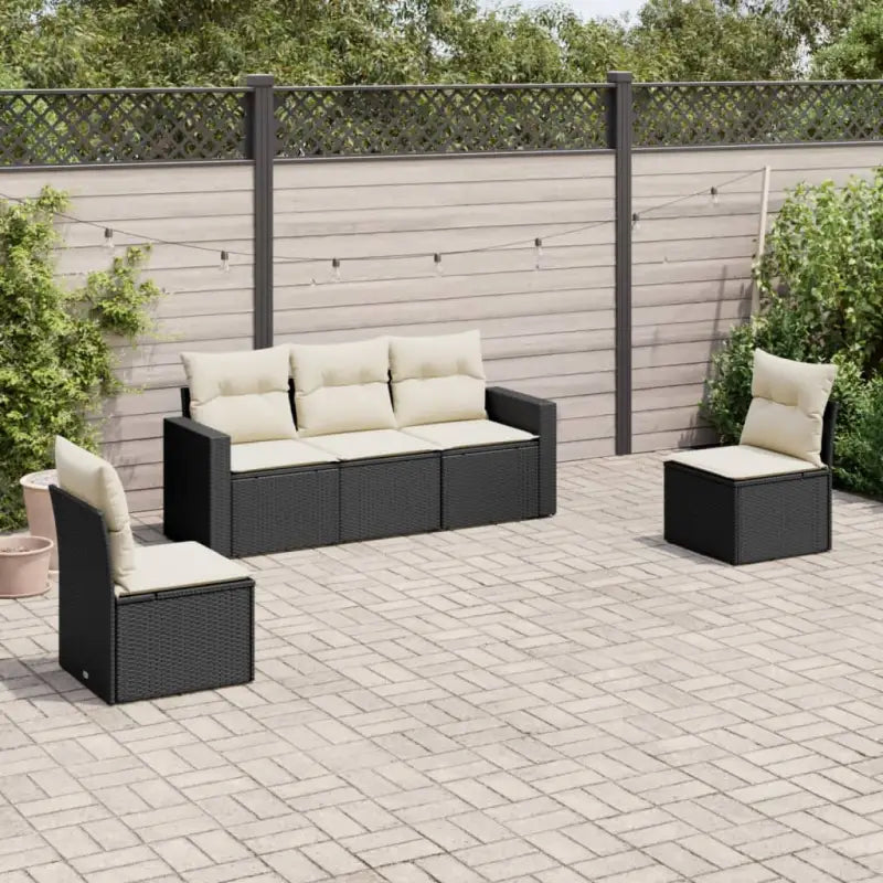 Modulaire tuinbank set met zwart gepoedercoat staal en waterdichte tas - Zwart en crème / 1 / Zonder tafel - Modulaire