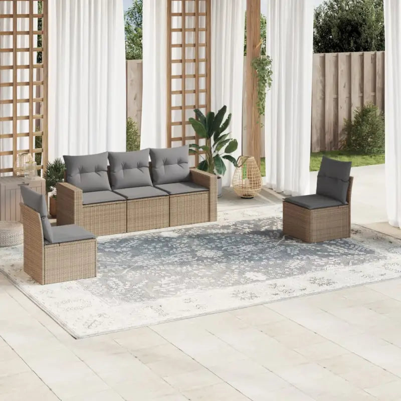 Modulaire tuinbank set met zwart gepoedercoat staal en waterdichte tas - Beige en grijs / 1 / Zonder tafel - Modulaire