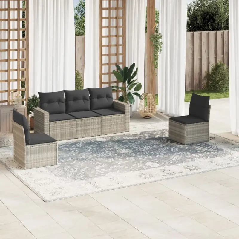 Modulaire tuinbank set met zwart gepoedercoat staal en waterdichte tas - Lichtgrijs / 1 / Zonder tafel - Modulaire