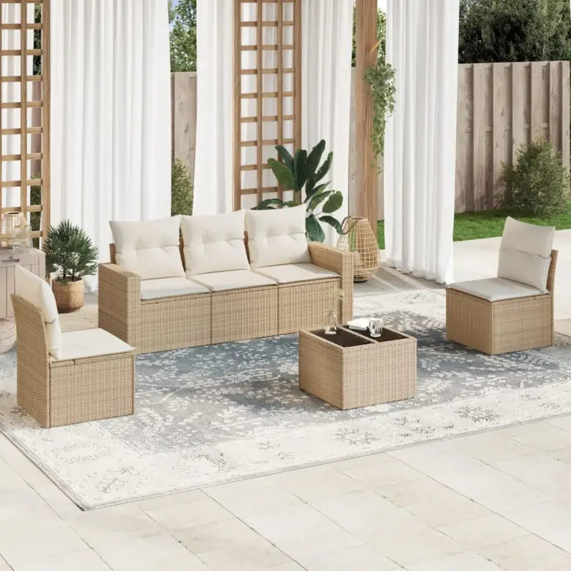 Modulaire tuinbank set met zwart gepoedercoat staal en waterdichte tas - beige en crèmekleurig / 1 / Met tafel