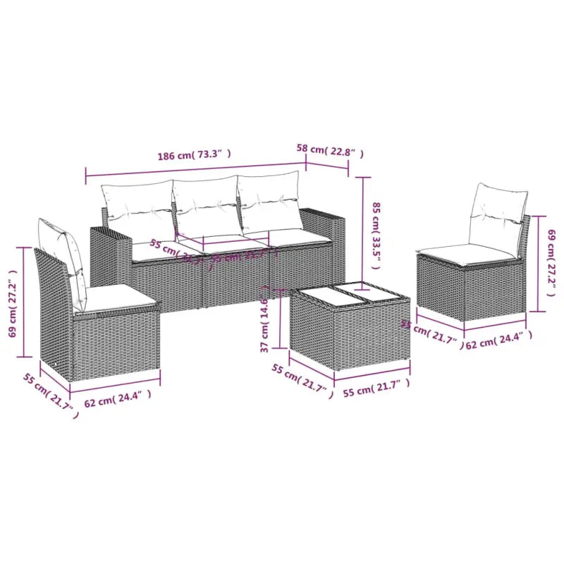 Modulaire tuinbank set met zwart gepoedercoat staal en waterdichte tas - Modulaire tuinbanken