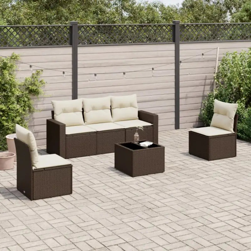 Modulaire tuinbank set met zwart gepoedercoat staal en waterdichte tas - Bruin en crème / 1 / Met tafel - Modulaire