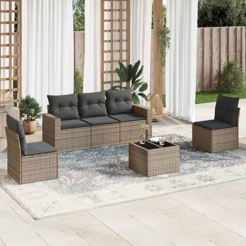 Modulaire tuinbank set met zwart gepoedercoat staal en waterdichte tas - Grijs / 1 / Met tafel - Modulaire tuinbanken