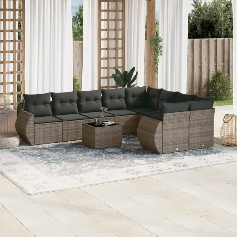 Modulaire tuinbank set met zwart materiaal en gepoedercoat staal - Grijs / 1 / Met tafel - Modulaire tuinbanken