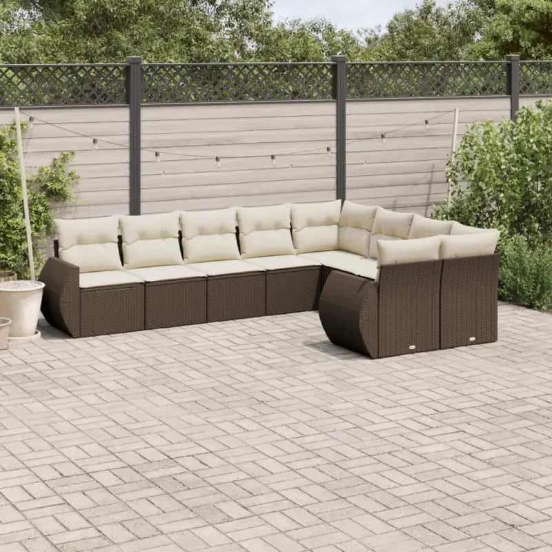 Modulaire tuinbank set met zwart materiaal en gepoedercoat staal - Bruin en crème / 1 / Zonder tafel - Modulaire