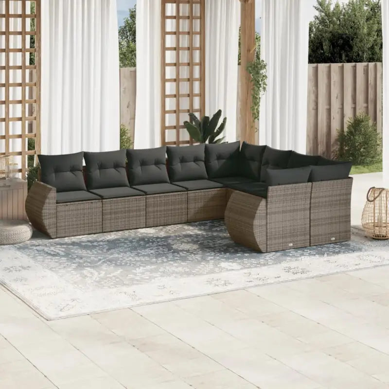Modulaire tuinbank set met zwart materiaal en gepoedercoat staal - Grijs / 1 / Zonder tafel - Modulaire tuinbanken