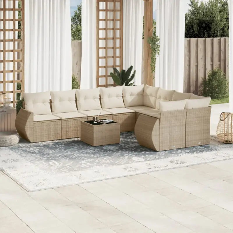 Modulaire tuinbank set met zwart materiaal en gepoedercoat staal - beige en crèmekleurig / 1 / Met tafel - Modulaire