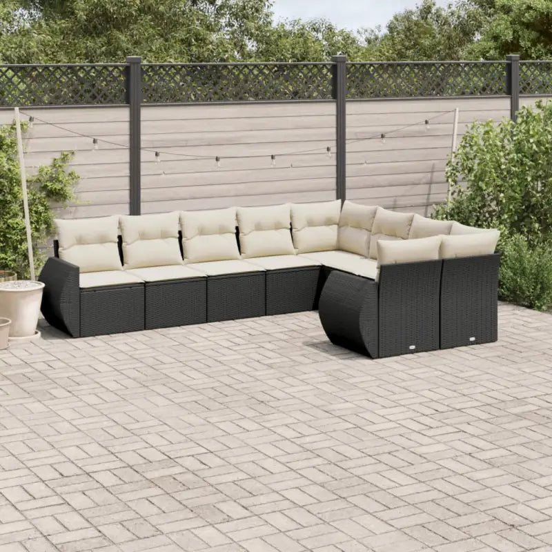 Modulaire tuinbank set met zwart materiaal en gepoedercoat staal - Zwart en crème / 1 / Zonder tafel - Modulaire