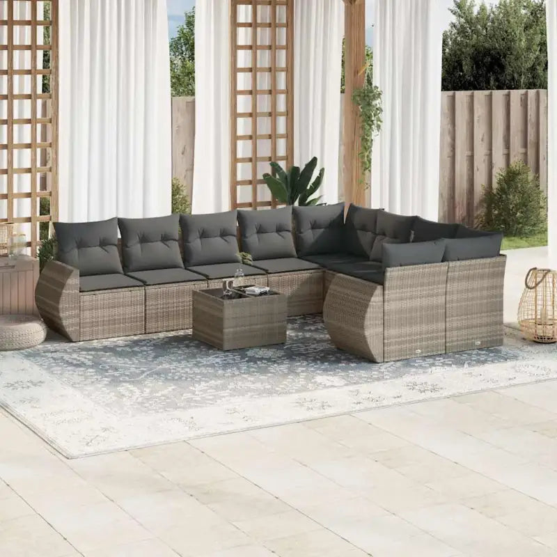 Modulaire tuinbank set met zwart materiaal en gepoedercoat staal - Lichtgrijs / 1 / Met tafel - Modulaire tuinbanken