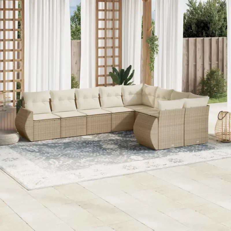 Modulaire tuinbank set met zwart materiaal en gepoedercoat staal - beige en crèmekleurig / 1 / Zonder tafel - Modulaire