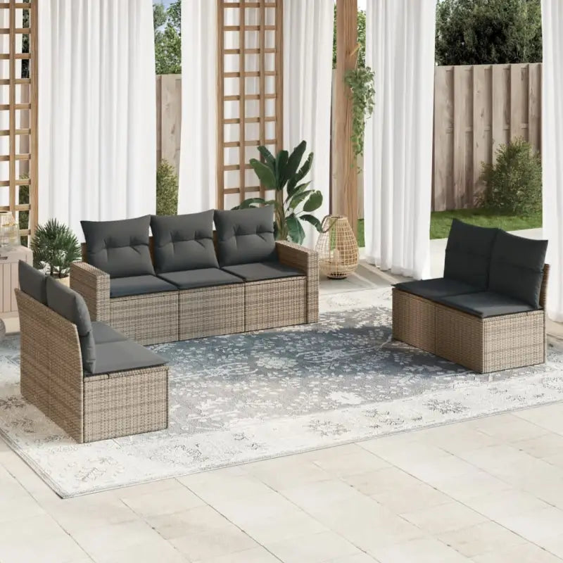 Modulaire tuinbank van gepoedercoat staal met poly rattan en waterdichte tas - Grijs / 1 / Zonder tafel - Modulaire