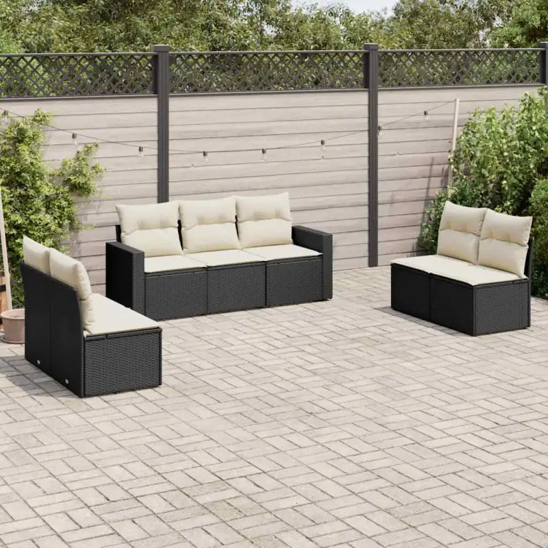 Modulaire tuinbank van gepoedercoat staal met poly rattan en waterdichte tas - Zwart en crème / 1 / Zonder tafel