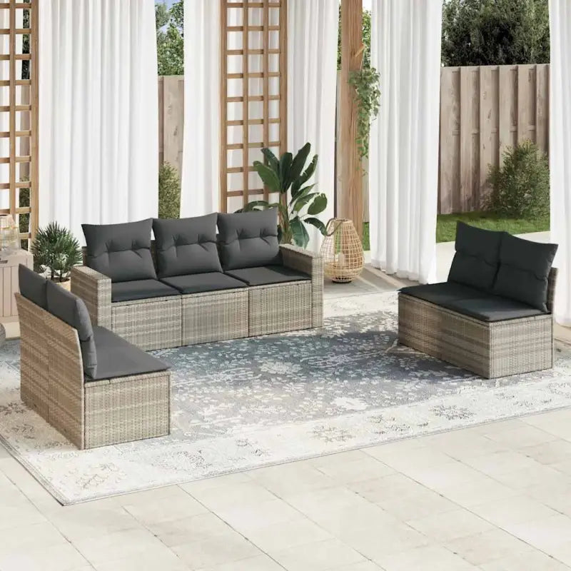 Modulaire tuinbank van gepoedercoat staal met poly rattan en waterdichte tas - Lichtgrijs / 1 / Zonder tafel
