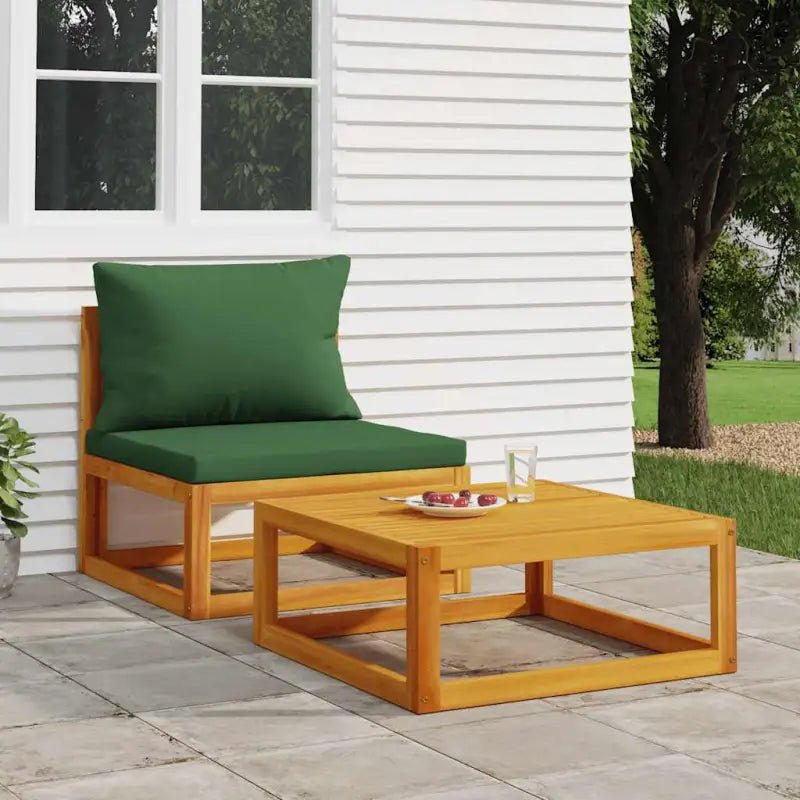 Modulaire tuinbank van massief acaciahout met comfortabele vulling - Groen / 1 / midden + hoekTafel - Modulaire