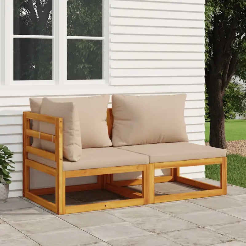 Modulaire tuinbank van massief acaciahout met comfortabele vulling - Taupe / 1 / hoek + midden - Modulaire tuinbanken