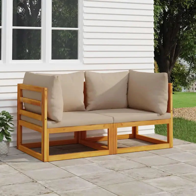 Modulaire tuinbank van massief acaciahout met comfortabele vulling - Taupe / 1 / Hoekbank (2 st) - Modulaire tuinbanken