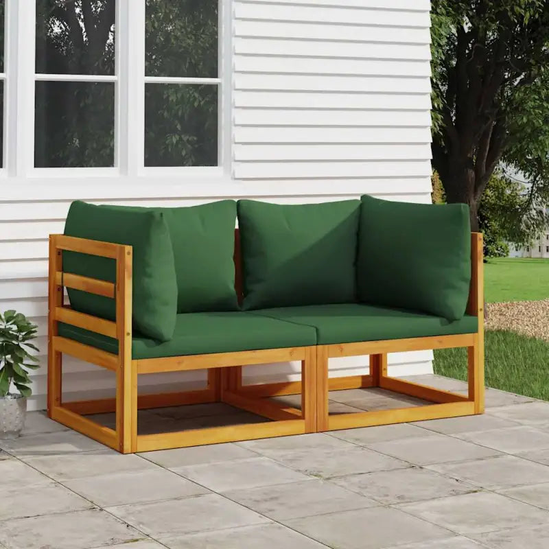 Modulaire tuinbank van massief acaciahout met comfortabele vulling - Groen / 1 / Hoekbank (2 st) - Modulaire tuinbanken