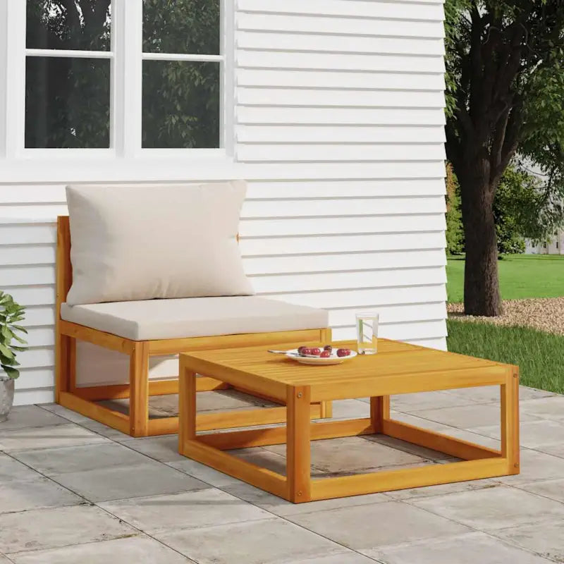 Modulaire tuinbank van massief acaciahout met comfortabele vulling - Taupe / 1 / Tafel - Modulaire tuinbanken
