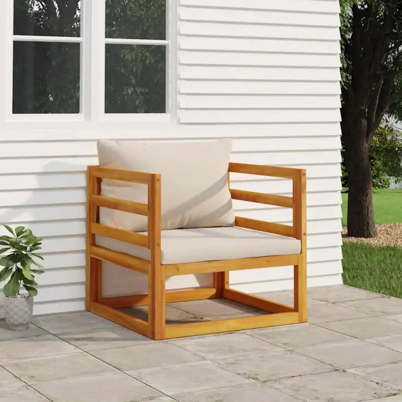 Modulaire tuinbank van massief acaciahout met comfortabele vulling - Lichtgrijs / 1 / Fauteuil - Modulaire tuinbanken