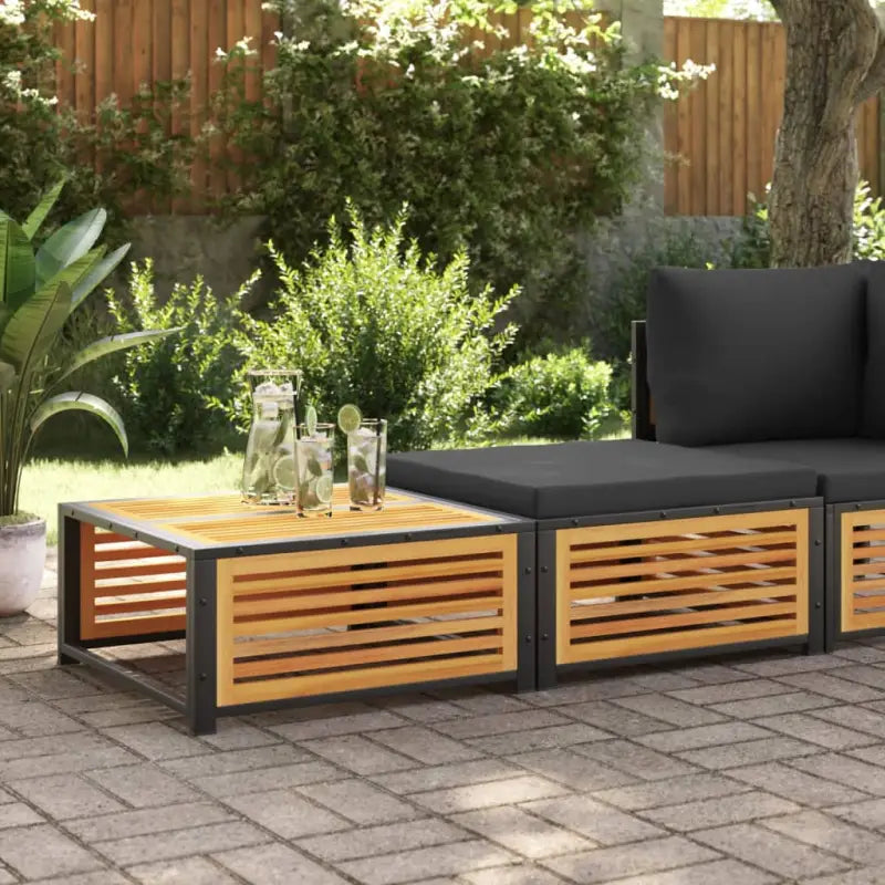 Modulaire tuinbank van massief acaciahout met wasbare hoes - Antraciet / 1 / Tafel + voetensteun - Modulaire tuinbanken