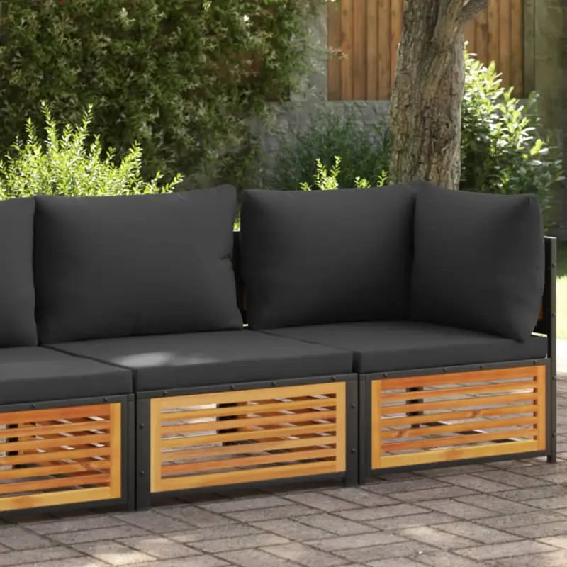 Modulaire tuinbank van massief acaciahout met wasbare hoes - Antraciet / 1 / Tweezitsbank - Modulaire tuinbanken
